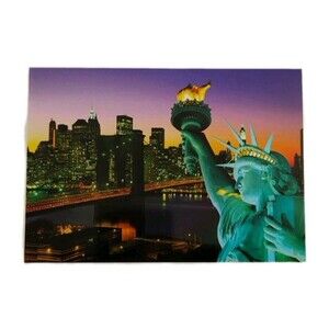New York City NY chrome postcard Statue of Liberty view